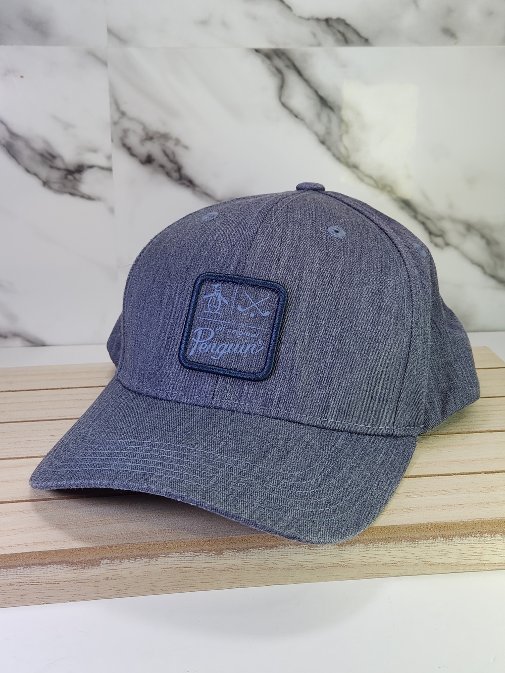 Penguin Heathered Gray Baseball Cap. Adjustable